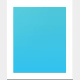 Aqua to Turquoise Blue Ombre Fade Sunset Gradient Posters and Art